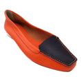 Load image into Gallery viewer, Jil Sander Orange / Black Pebbled Leather Loafers
