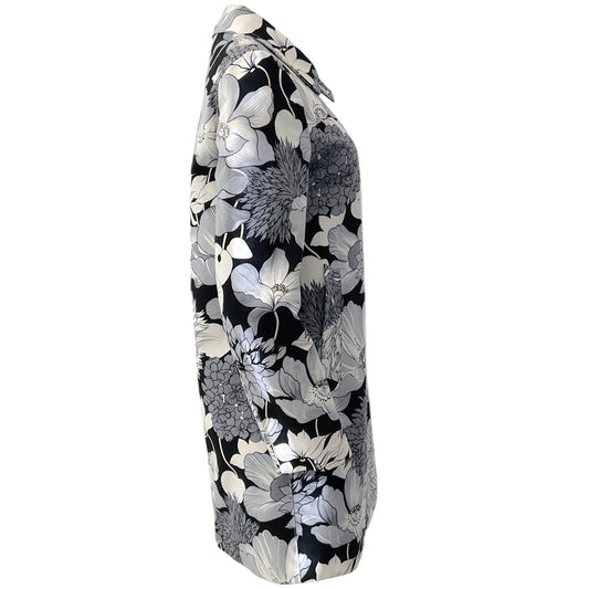 Burberry Grey / Black Floral Print Cotton Coat