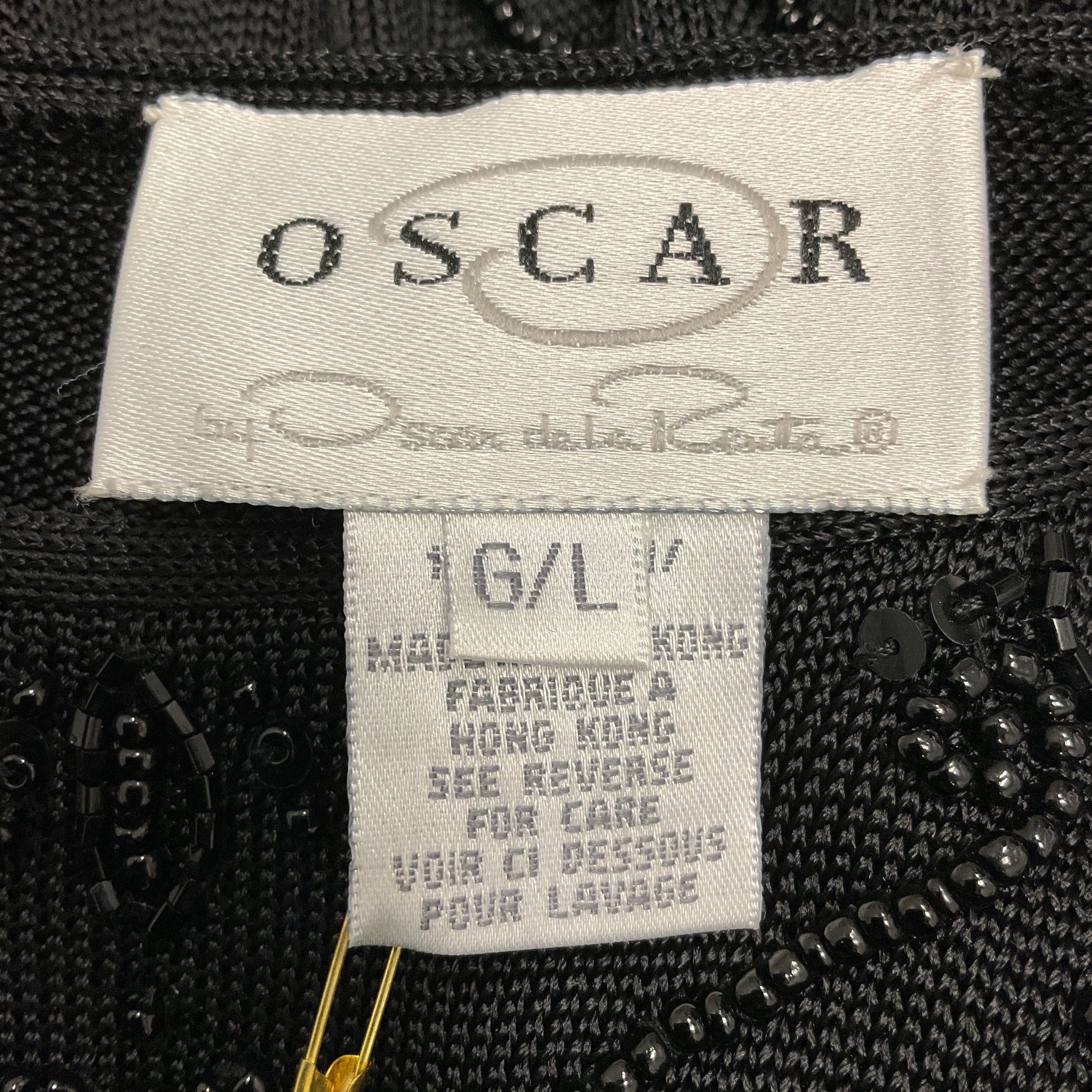 Oscar de la Renta Black Embellished Knit Top