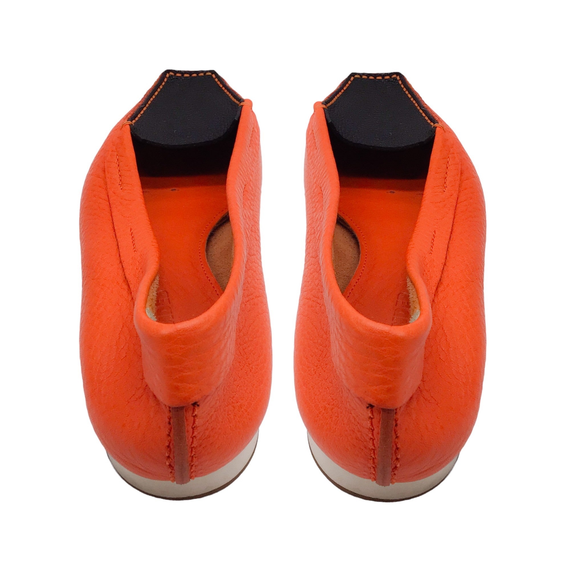 Jil Sander Orange / Black Pebbled Leather Loafers