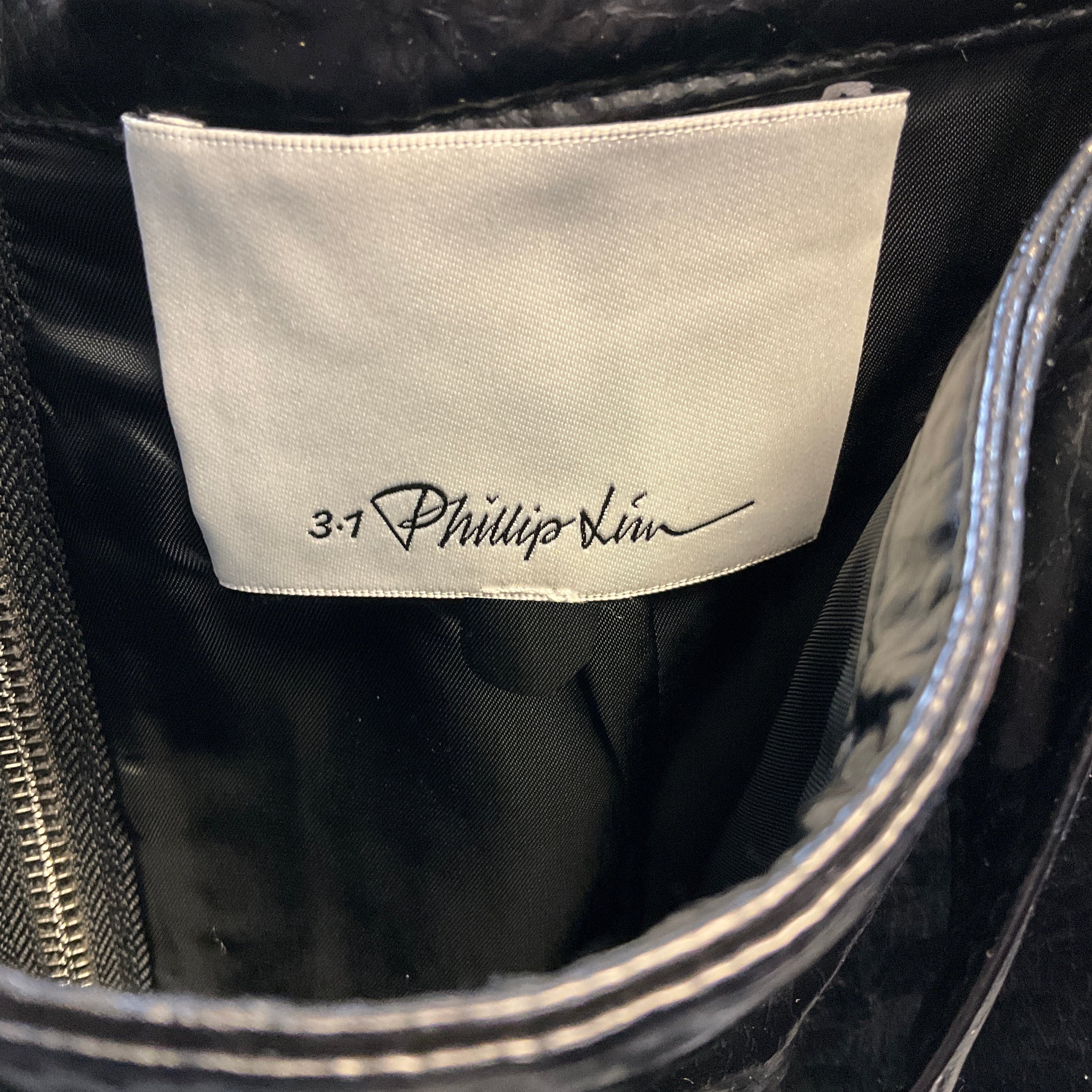 3.1 Phillip Lim Black Faux Leather Moto Wrap Skirt