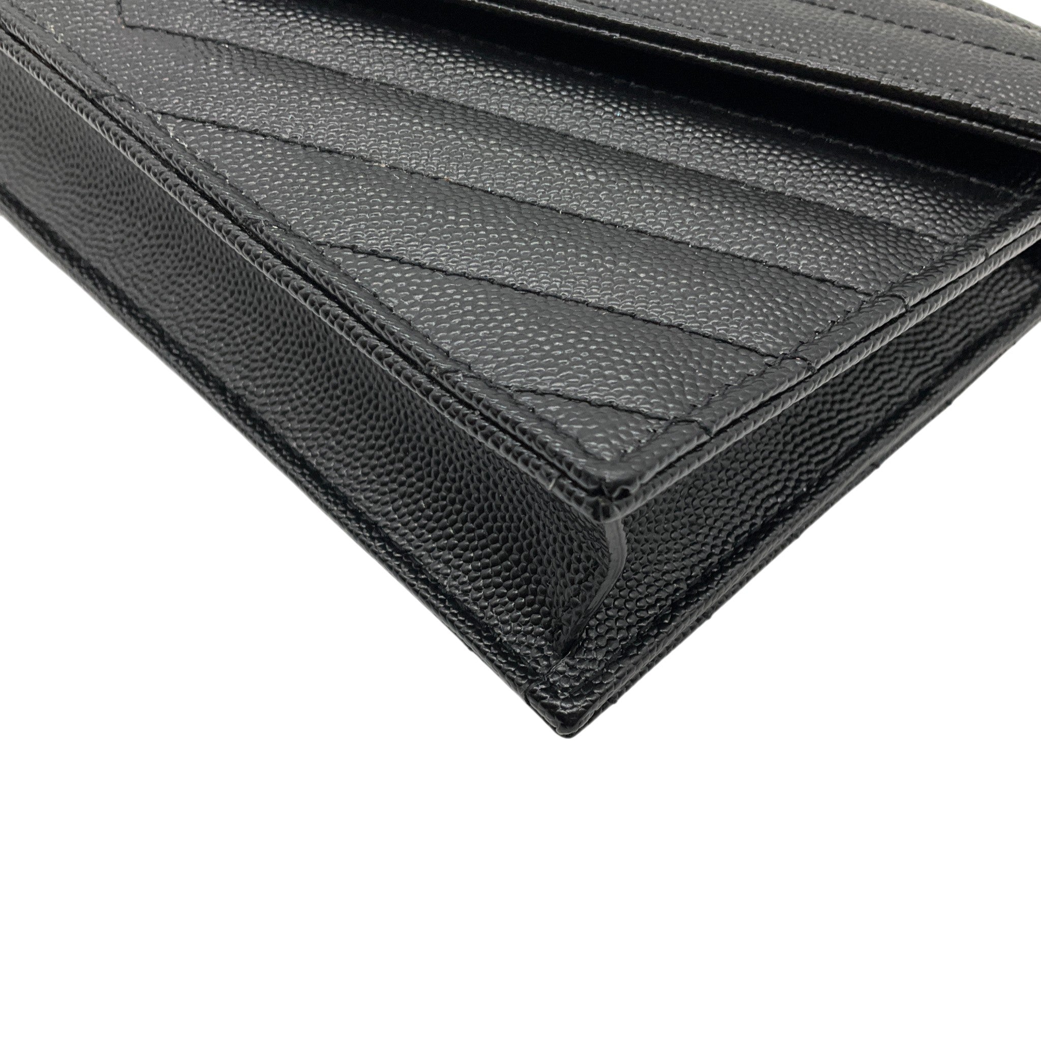 Saint Laurent Black Leather Envelope Wallet on Chain