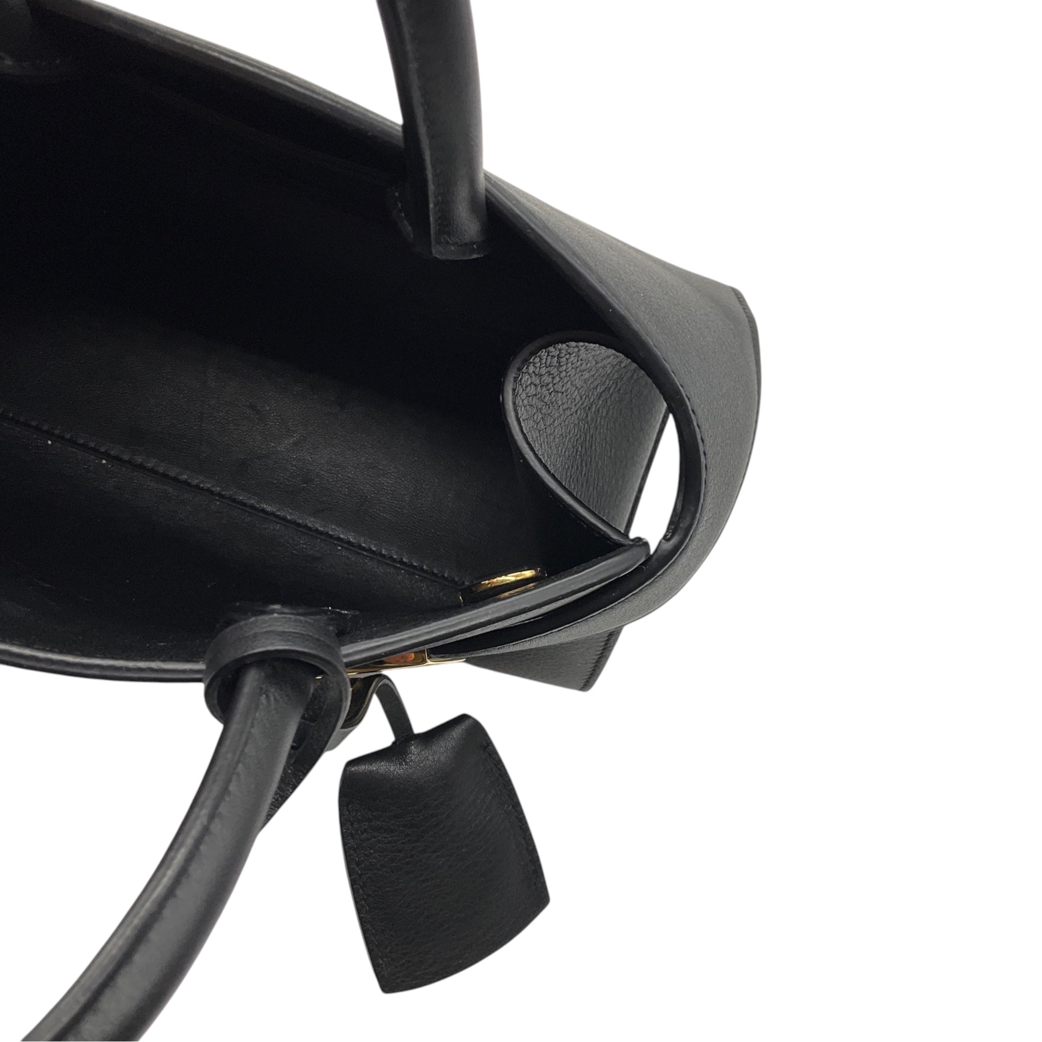 Ferragamo Black Calfskin Leather Hug Handbag