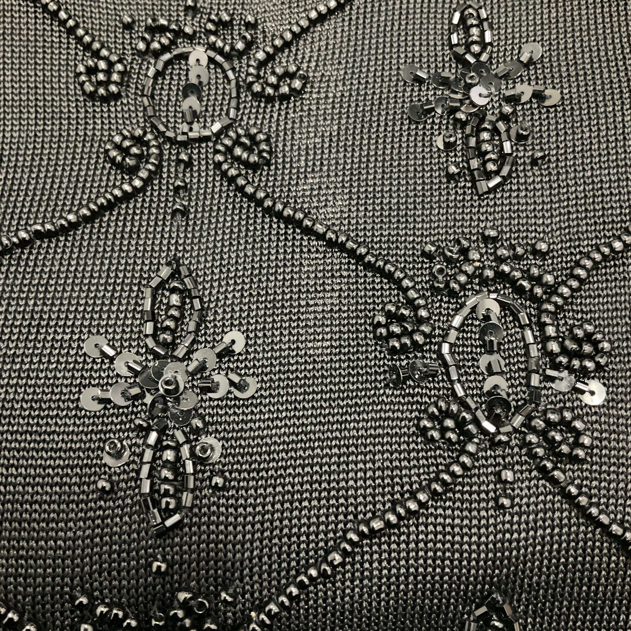 Oscar de la Renta Black Embellished Knit Top