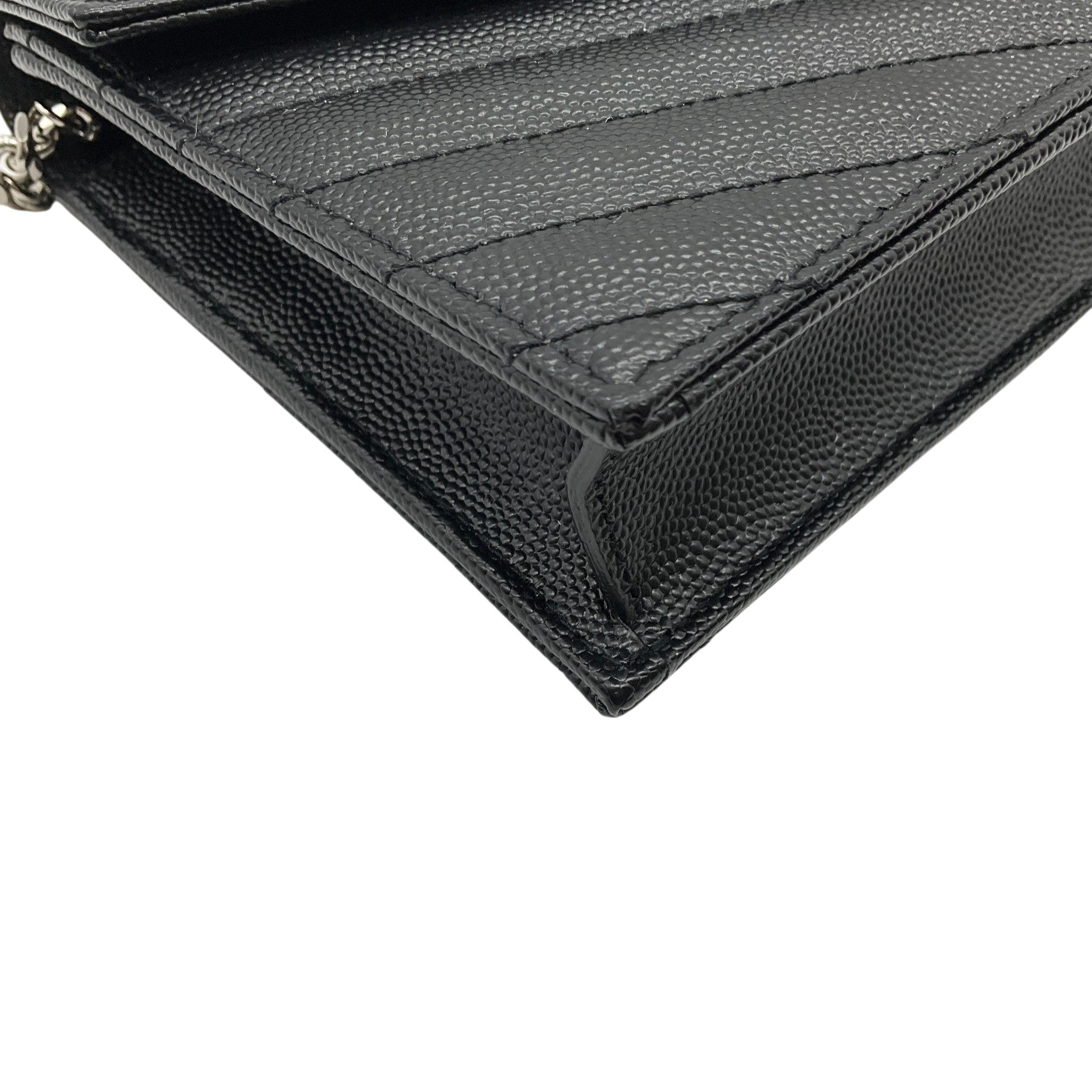 Saint Laurent Black Leather Envelope Wallet on Chain