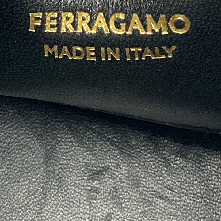 Ferragamo Black Calfskin Leather Hug Handbag