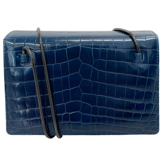 Akris Indigo Blue Crocodile Leather Small Alice Bag
