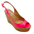 Load image into Gallery viewer, Valentino Neon Pink Patent Leather Espadrille Slingback Wedge Sandals
