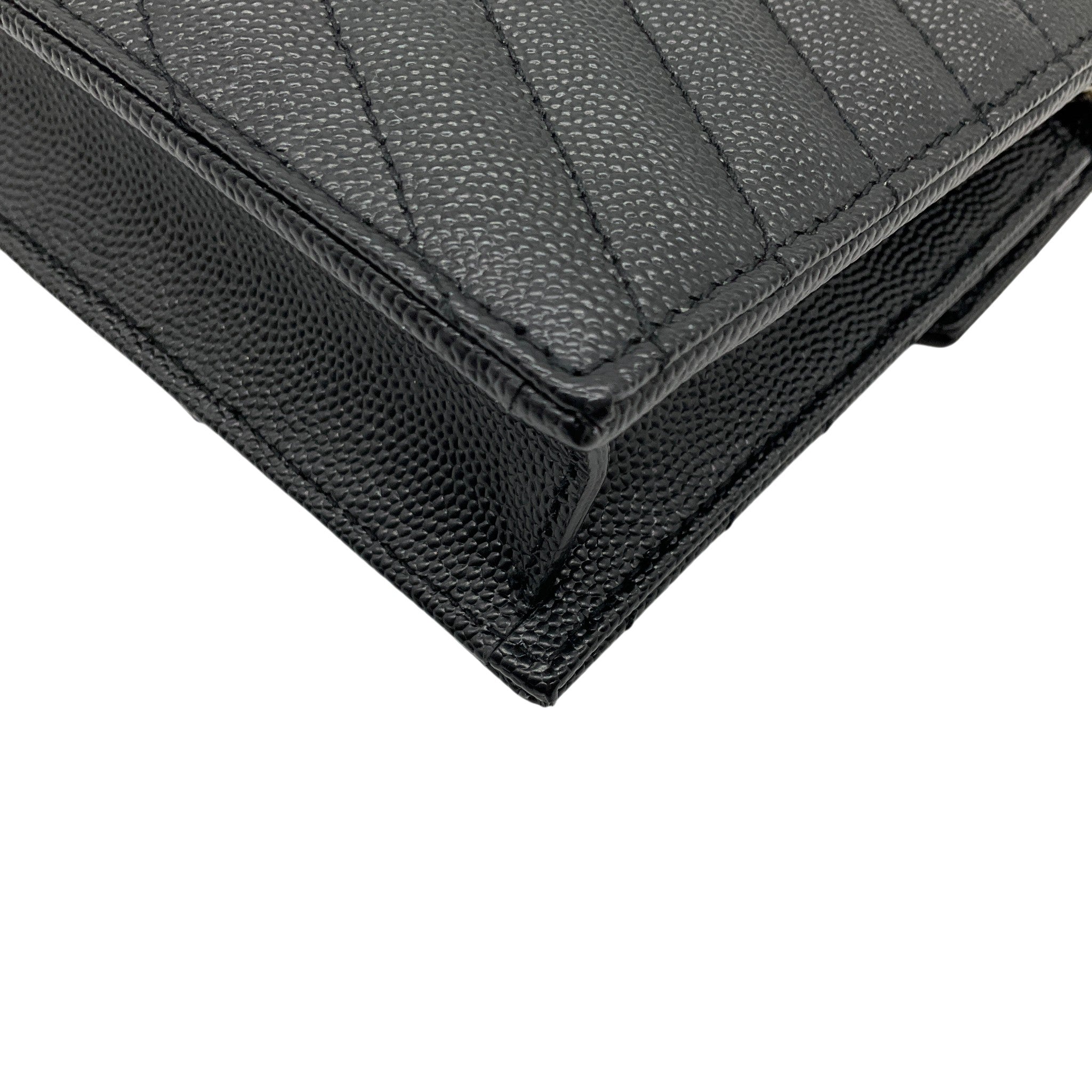 Saint Laurent Black Leather Envelope Wallet on Chain