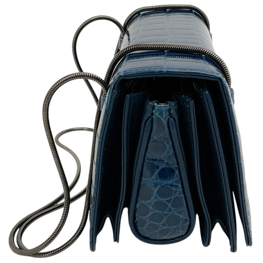 Akris Indigo Blue Crocodile Leather Small Alice Bag