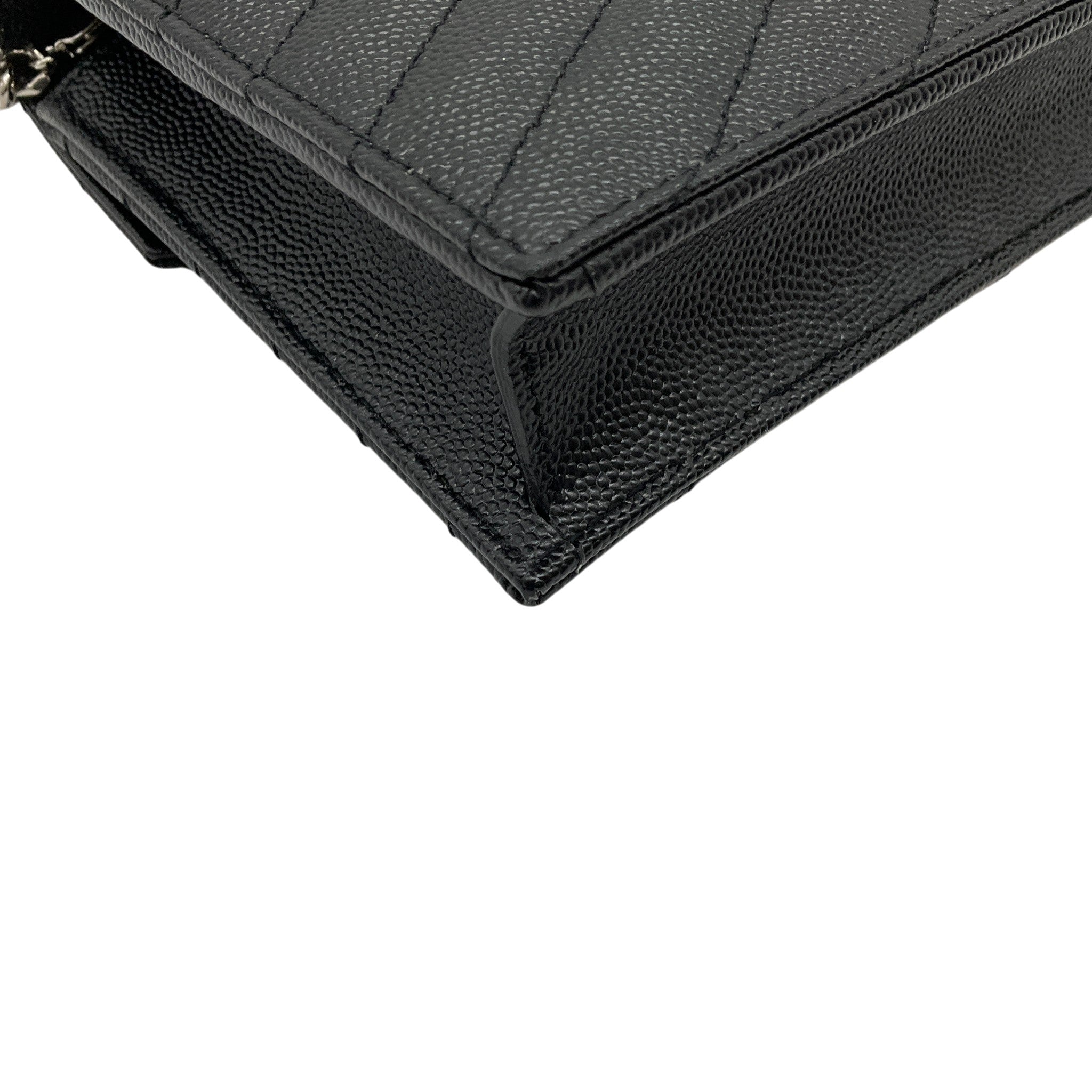 Saint Laurent Black Leather Envelope Wallet on Chain