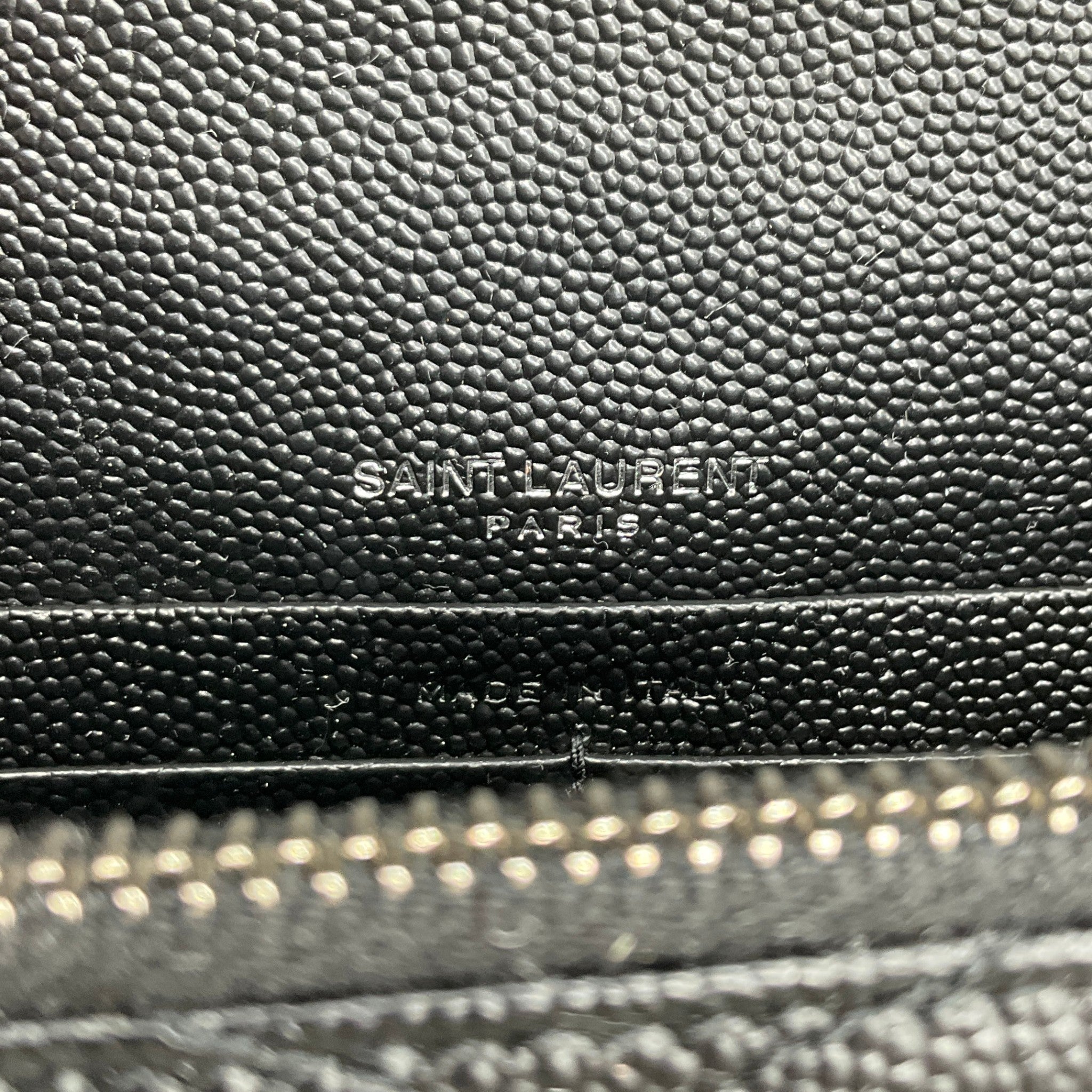 Saint Laurent Black Leather Envelope Wallet on Chain