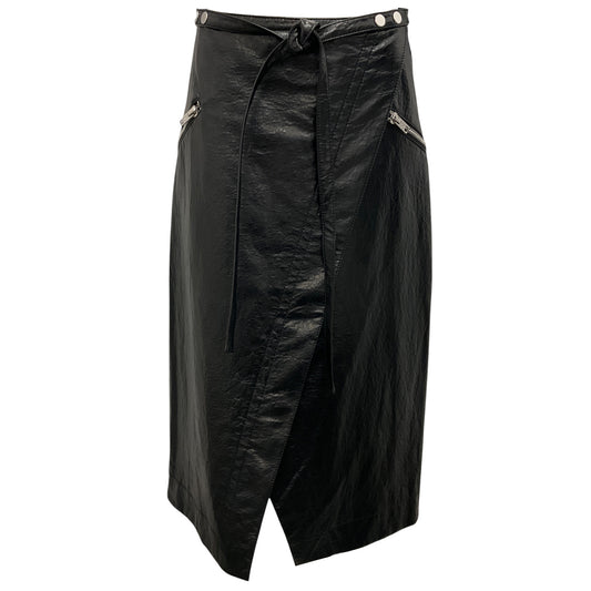 3.1 Phillip Lim Black Faux Leather Moto Wrap Skirt