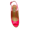 Load image into Gallery viewer, Valentino Neon Pink Patent Leather Espadrille Slingback Wedge Sandals
