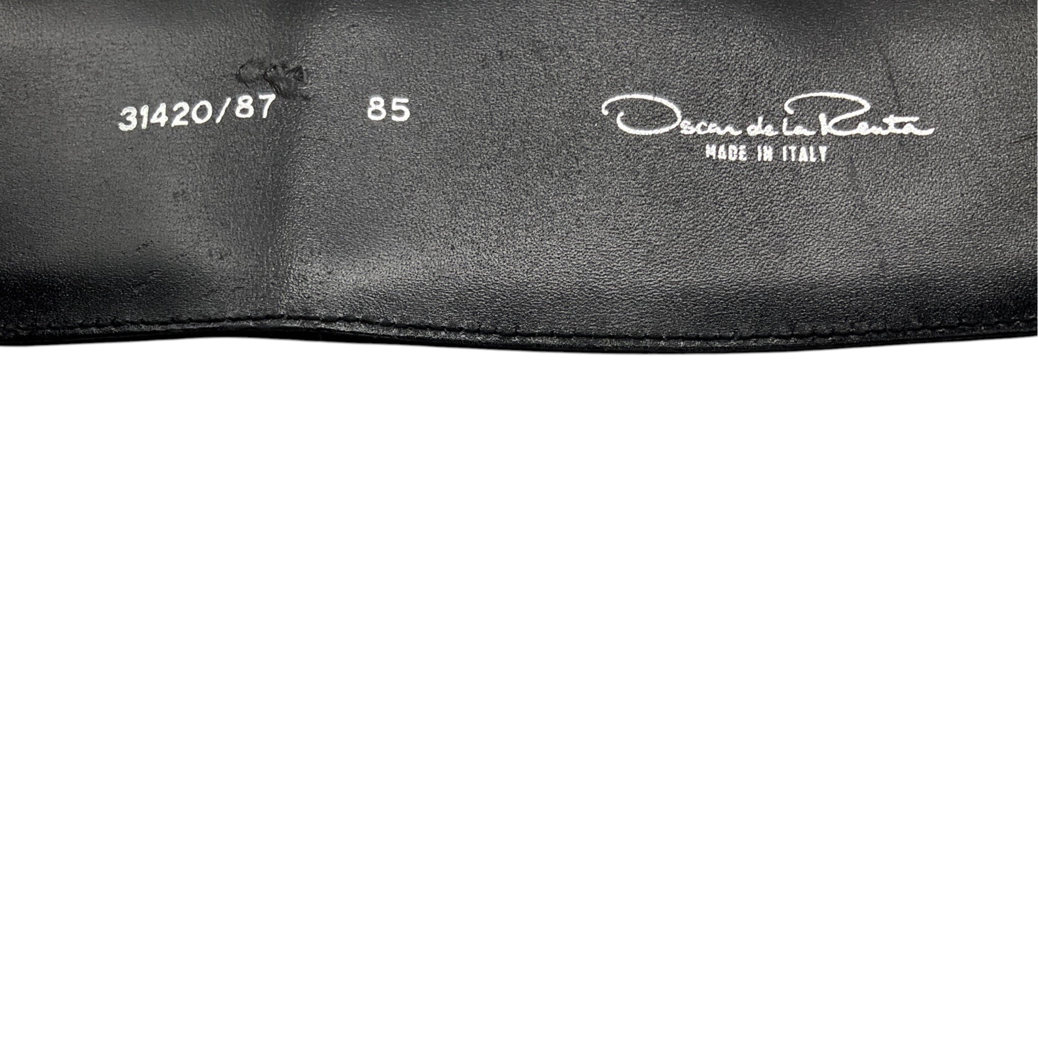 Oscar de la Renta Black Embellished and Embroidered Wide Leather Belt