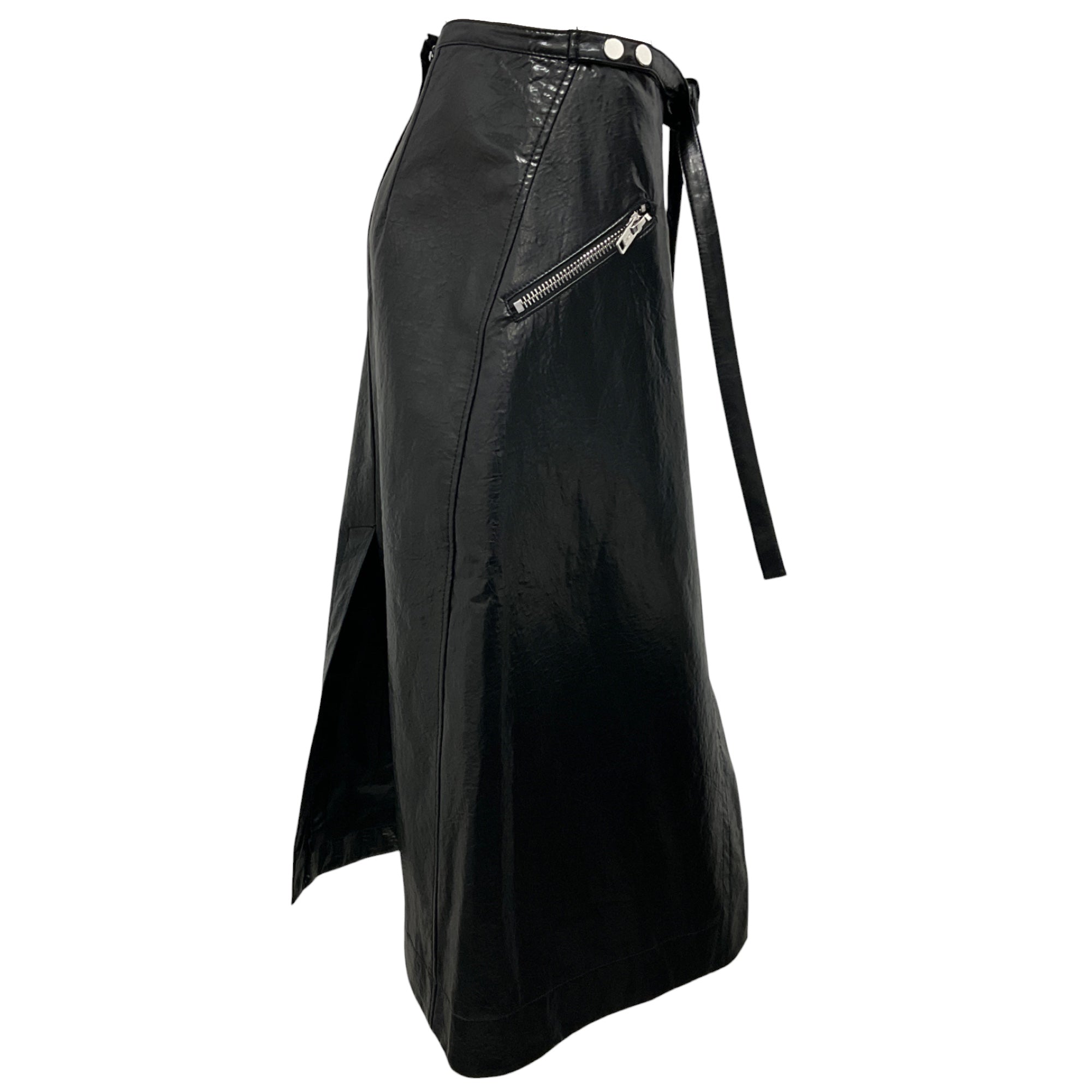 3.1 Phillip Lim Black Faux Leather Moto Wrap Skirt