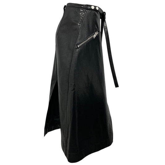 3.1 Phillip Lim Black Faux Leather Moto Wrap Skirt