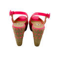 Load image into Gallery viewer, Valentino Neon Pink Patent Leather Espadrille Slingback Wedge Sandals
