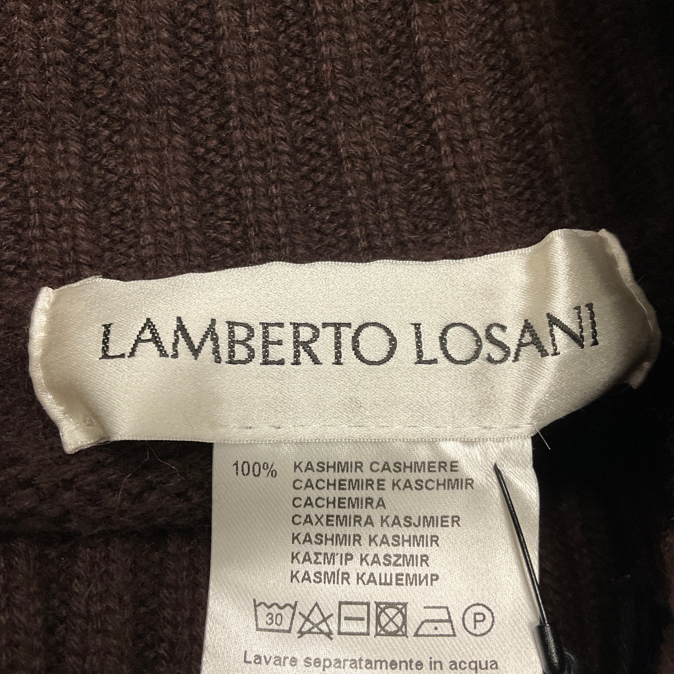 Lamberto Losani Brown Multi Floral Cashmere Knit Turtleneck Sweater