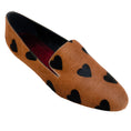 Load image into Gallery viewer, Burberry Prorsum Brown Pony Flats with Black Hearts
