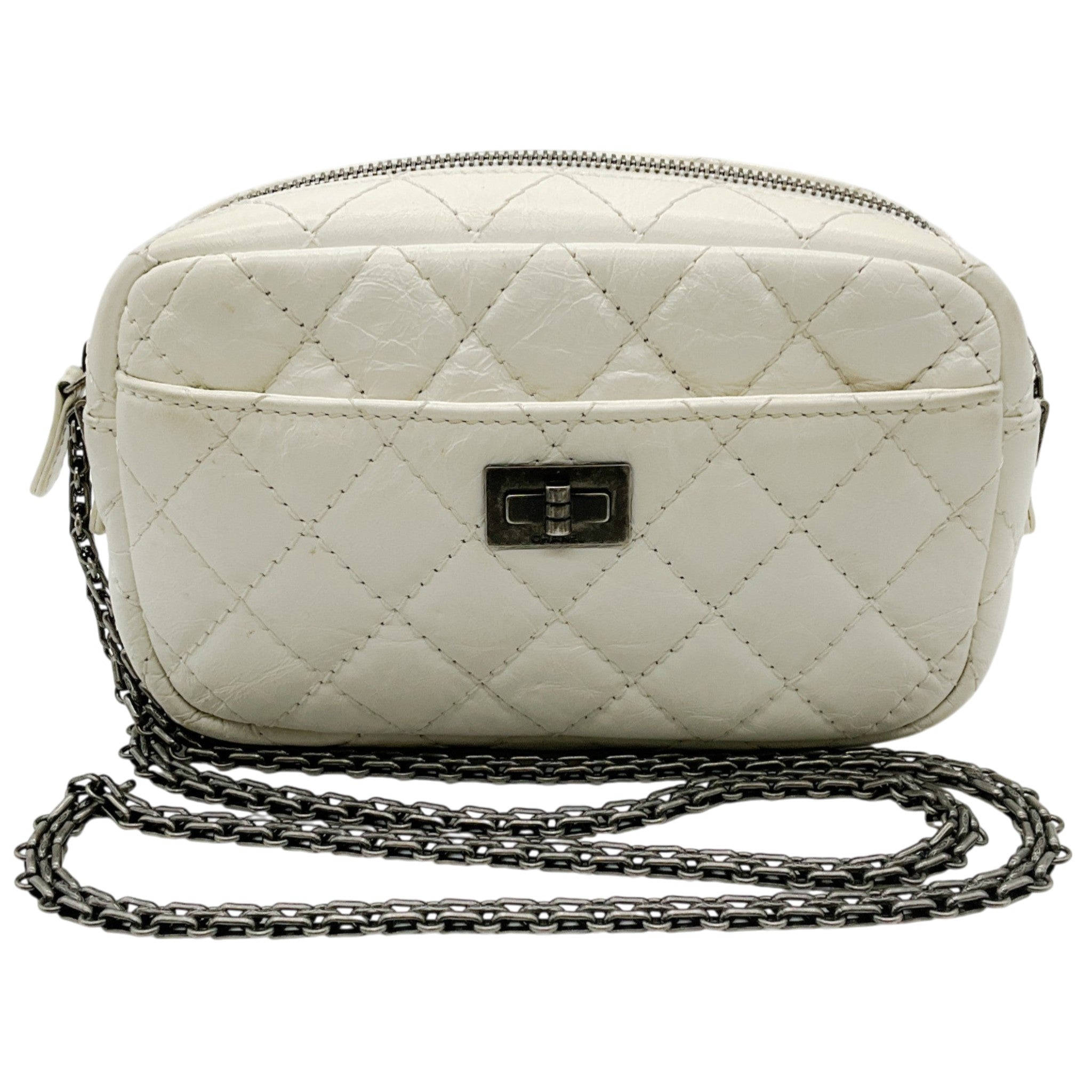 Chanel White Leather Reissue Mini Camera Bag
