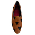 Load image into Gallery viewer, Burberry Prorsum Brown Pony Flats with Black Hearts
