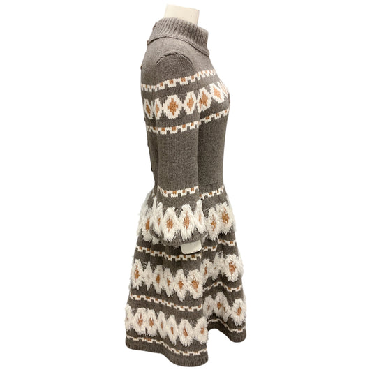 Chanel Taupe / Ivory Fairisle Wool Knit Dress