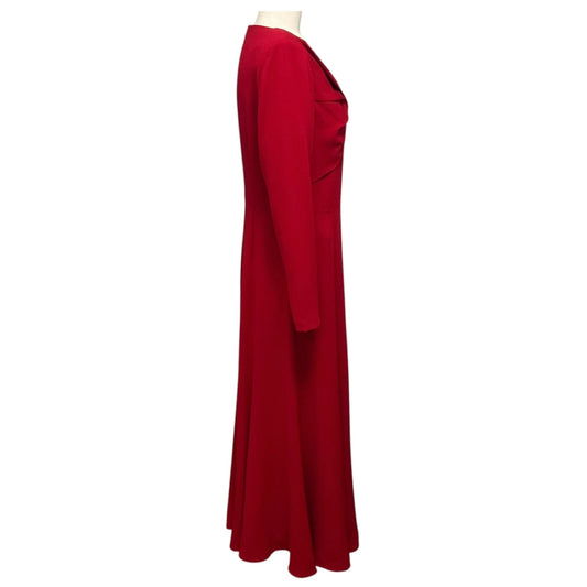Roland Mouret Red Long Sleeve Light Cady Midi Dress