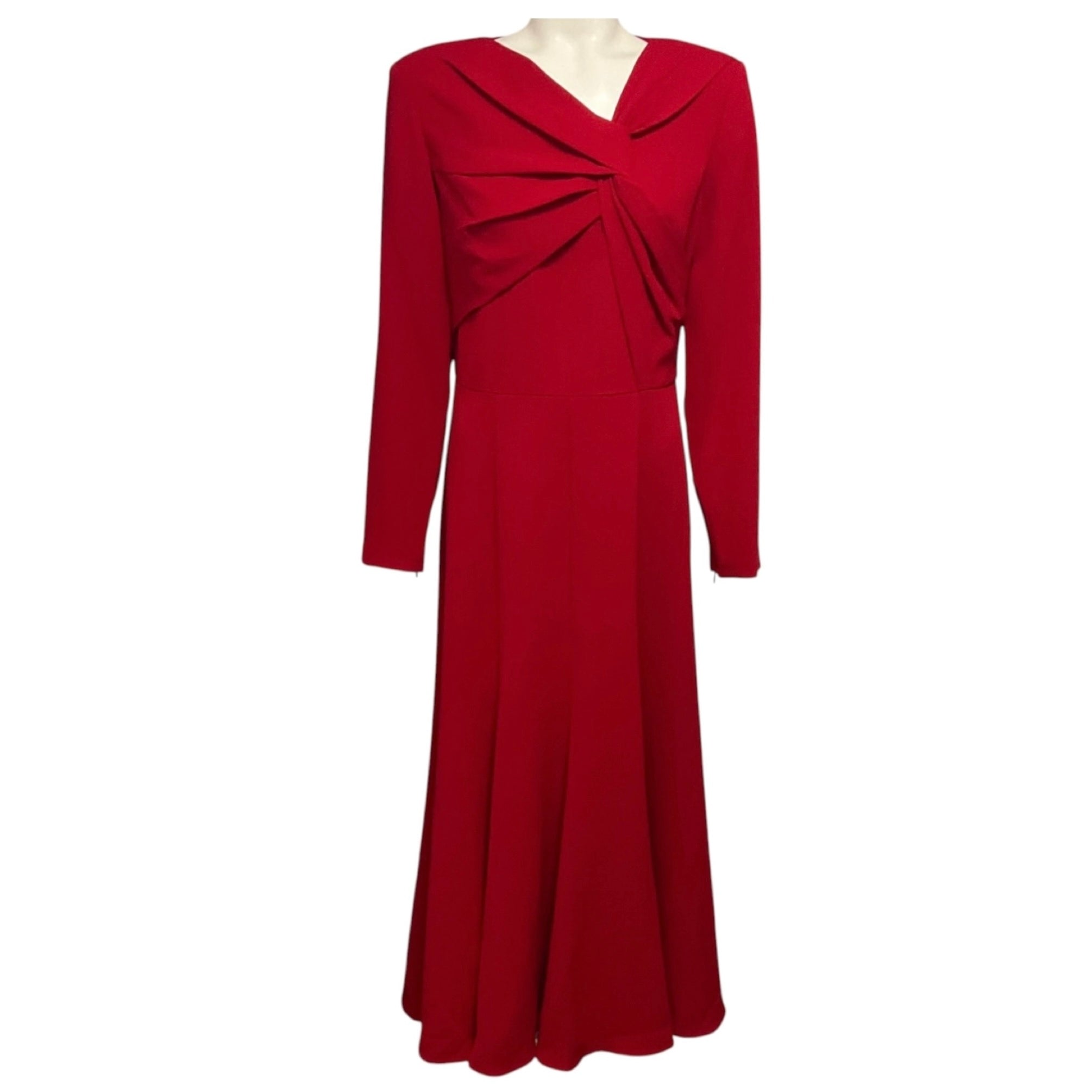 Roland Mouret Red Long Sleeve Light Cady Midi Dress