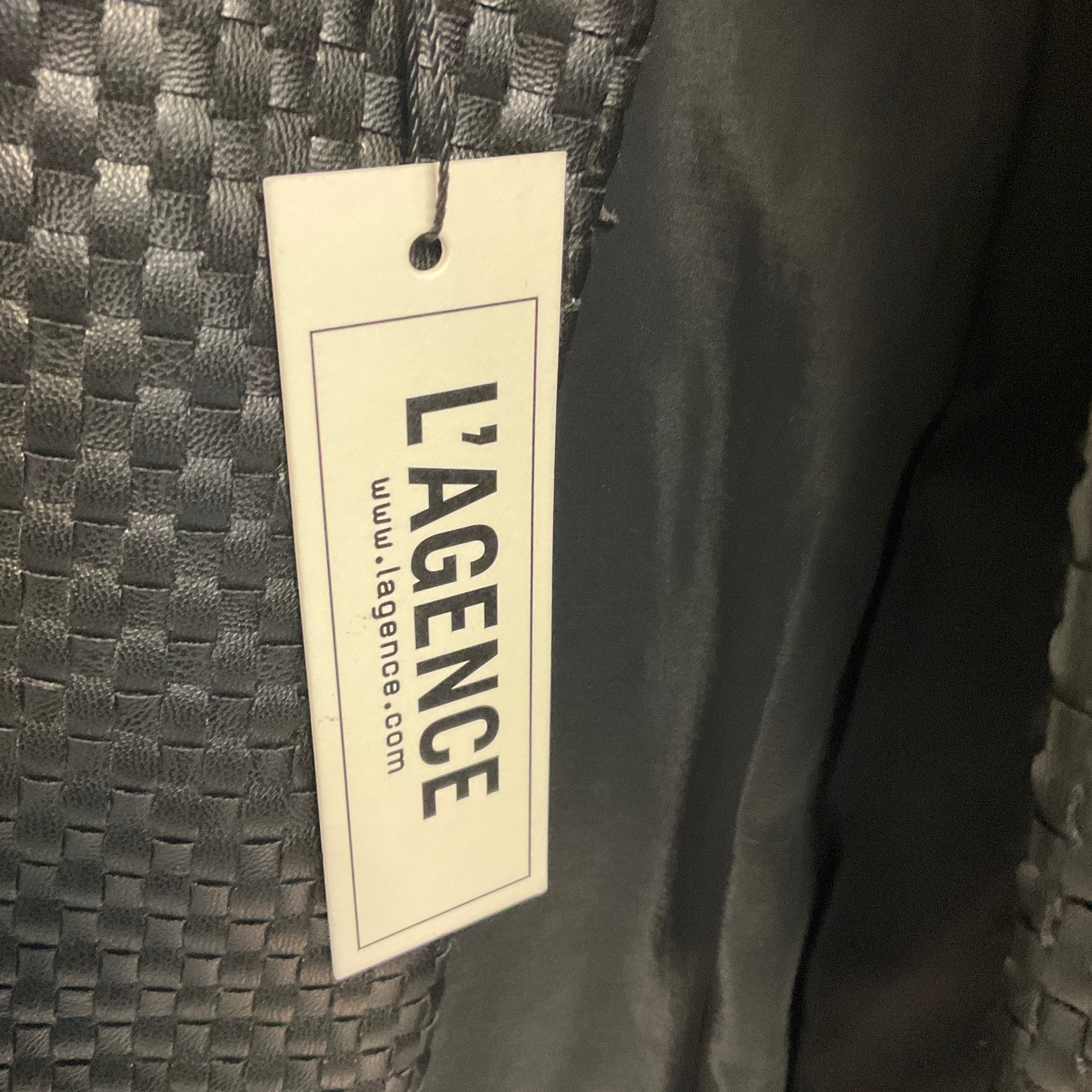 L'Agence Black Basketweave Faux Leather Jacket