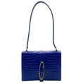 Load image into Gallery viewer, Gianni Versace Vintage Blue Crocodile Embossed Shoulder Bag

