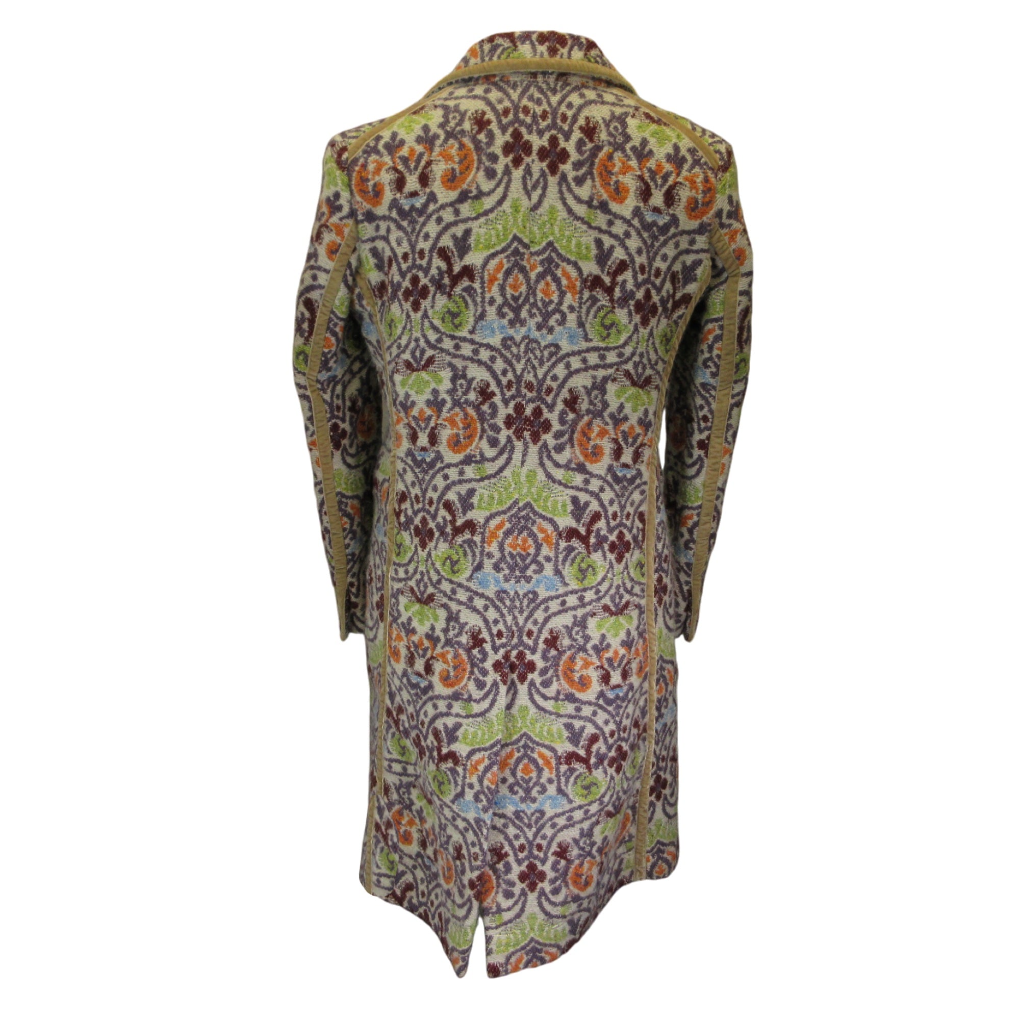 Etro Beige / Purple Multi Patterned Wool Coat