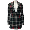 Load image into Gallery viewer, St. John Black Caviar Multi Plaid Wool Knit Blazer
