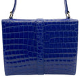 Load image into Gallery viewer, Gianni Versace Vintage Blue Crocodile Embossed Shoulder Bag
