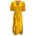 Load image into Gallery viewer, Prabal Gurung Saffron Ruffled Satin Wrap Dress
