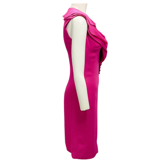 Valentino Fuchsia Pink Ruffled Crepe Cocktail Dress