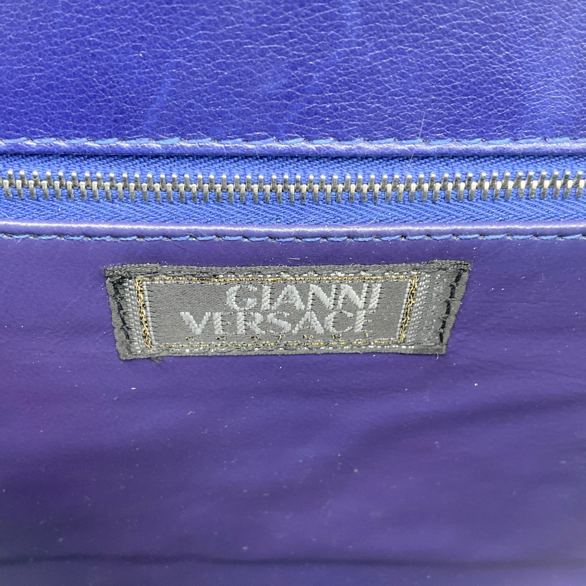 Gianni Versace Vintage Blue Crocodile Embossed Shoulder Bag