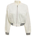 Load image into Gallery viewer, Prada White Logo Detail Zip Front Terrycloth Bomber Jacket
