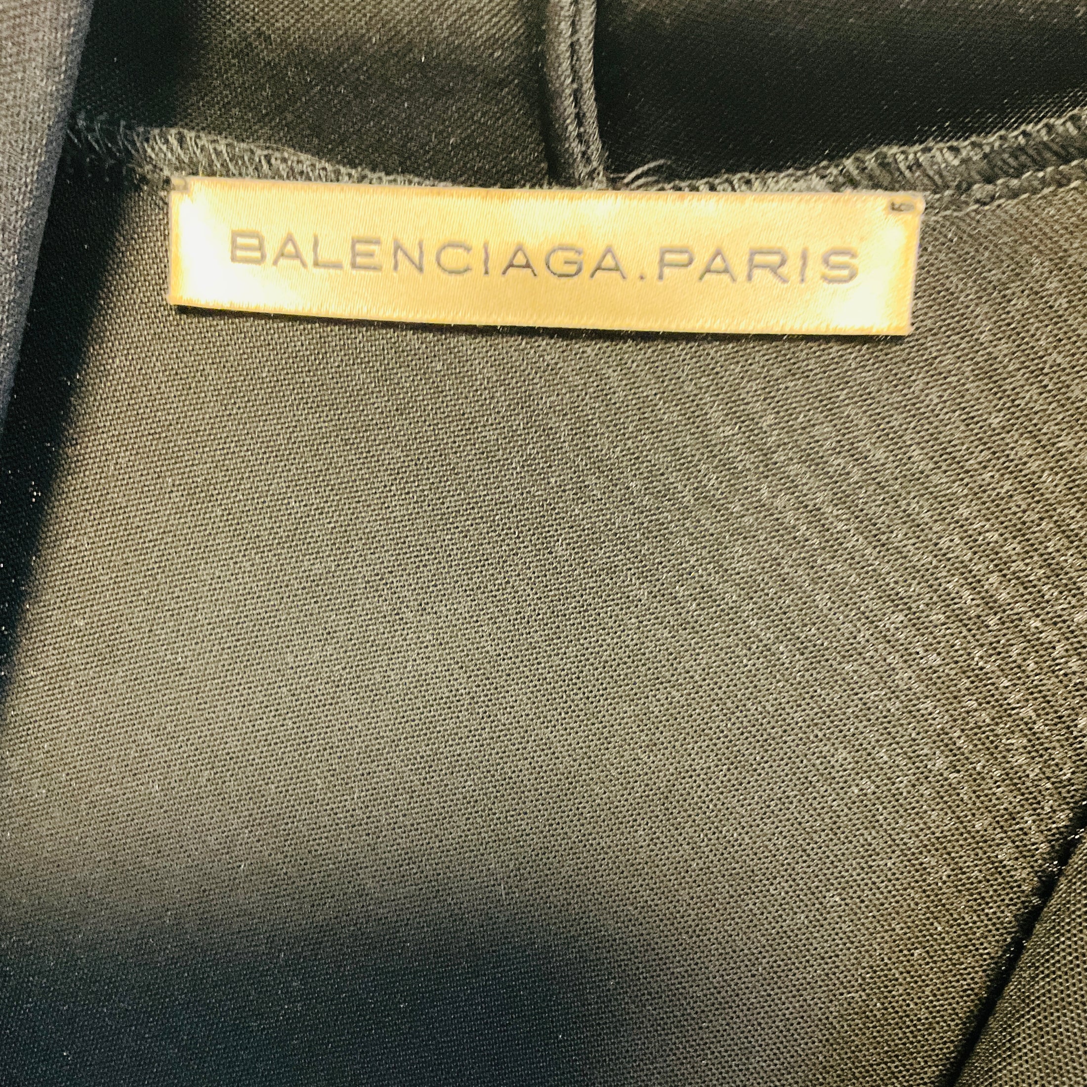 Balenciaga Black Draped Long Sleeved Crepe Dress