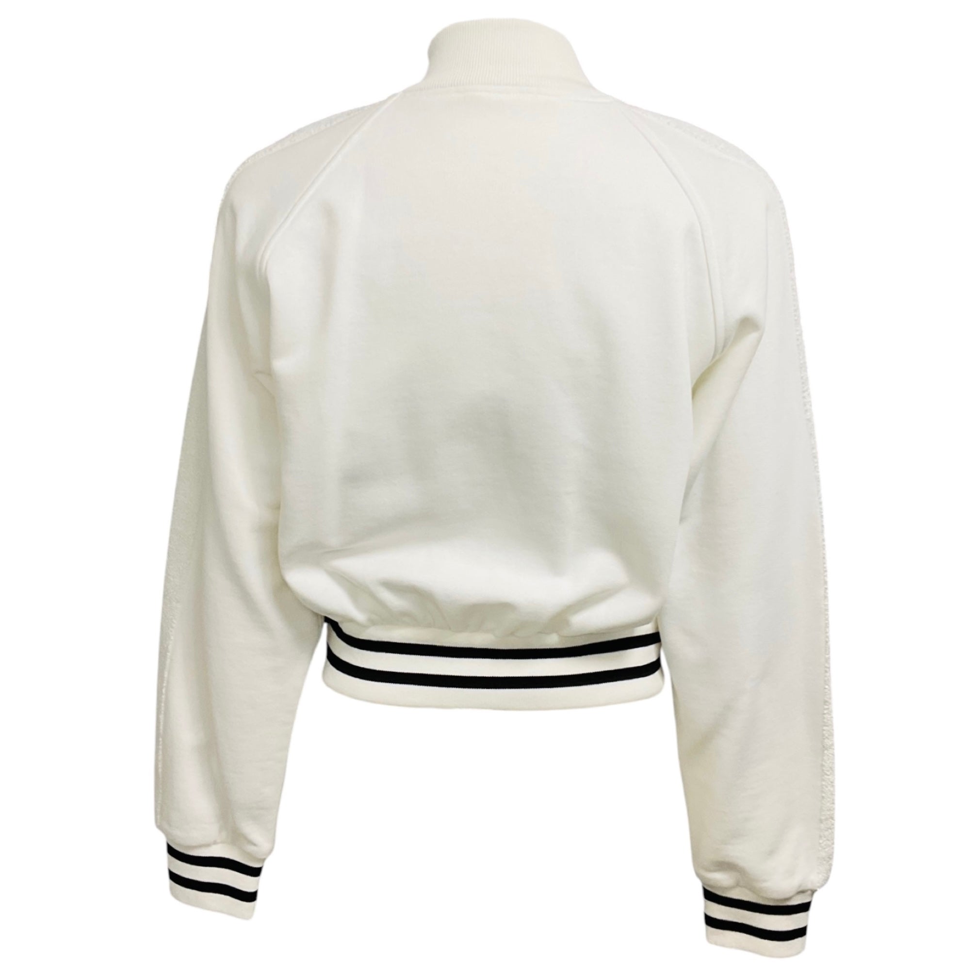 Prada White Logo Detail Zip Front Terrycloth Bomber Jacket