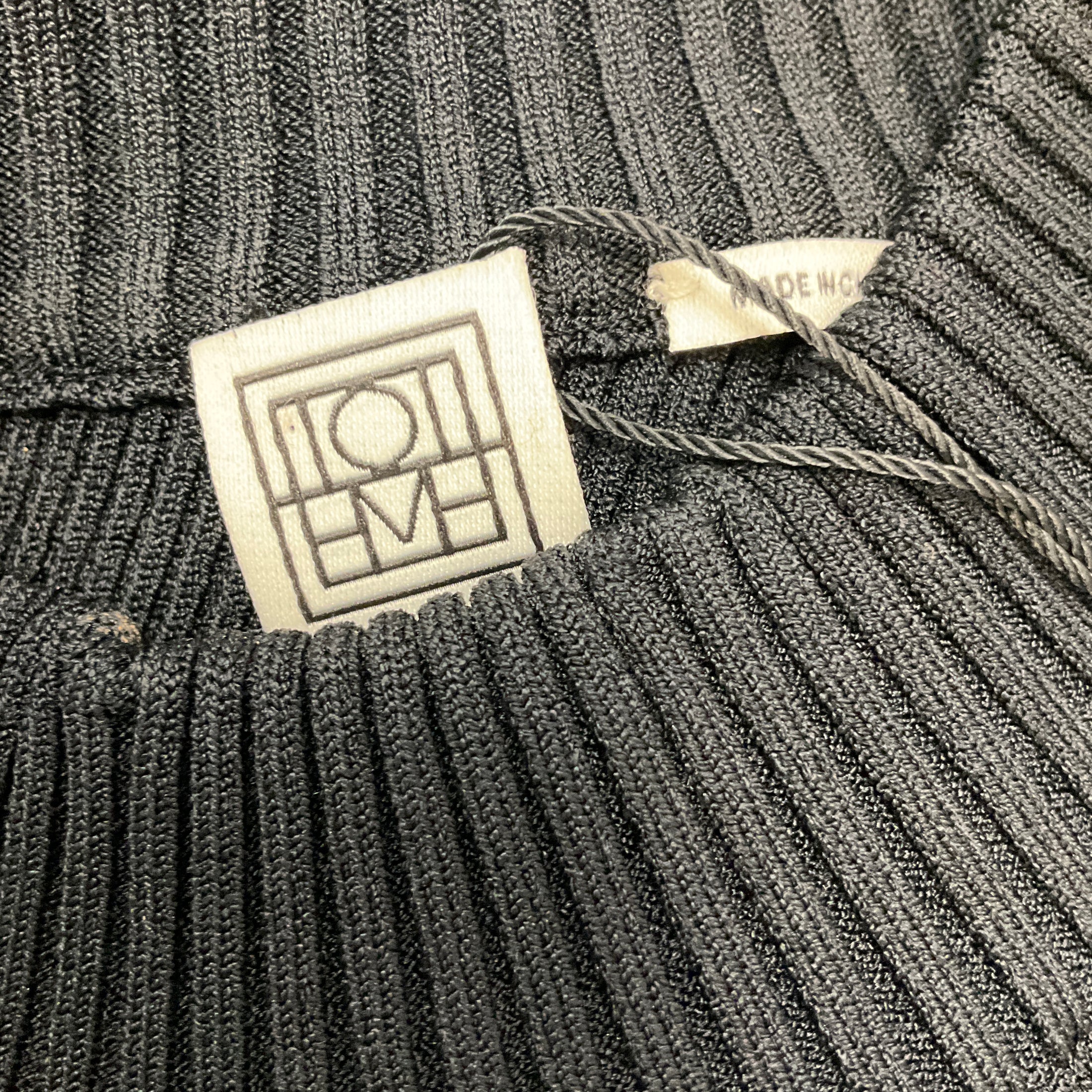 Toteme Black Tech Viscose Asymmetric Knit Top