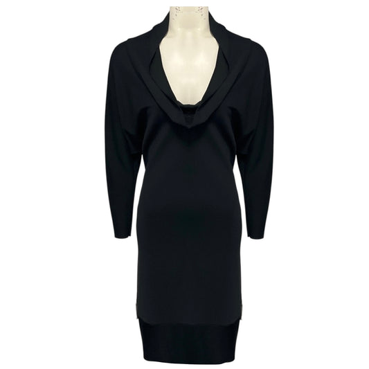 Balenciaga Black Draped Long Sleeved Crepe Dress