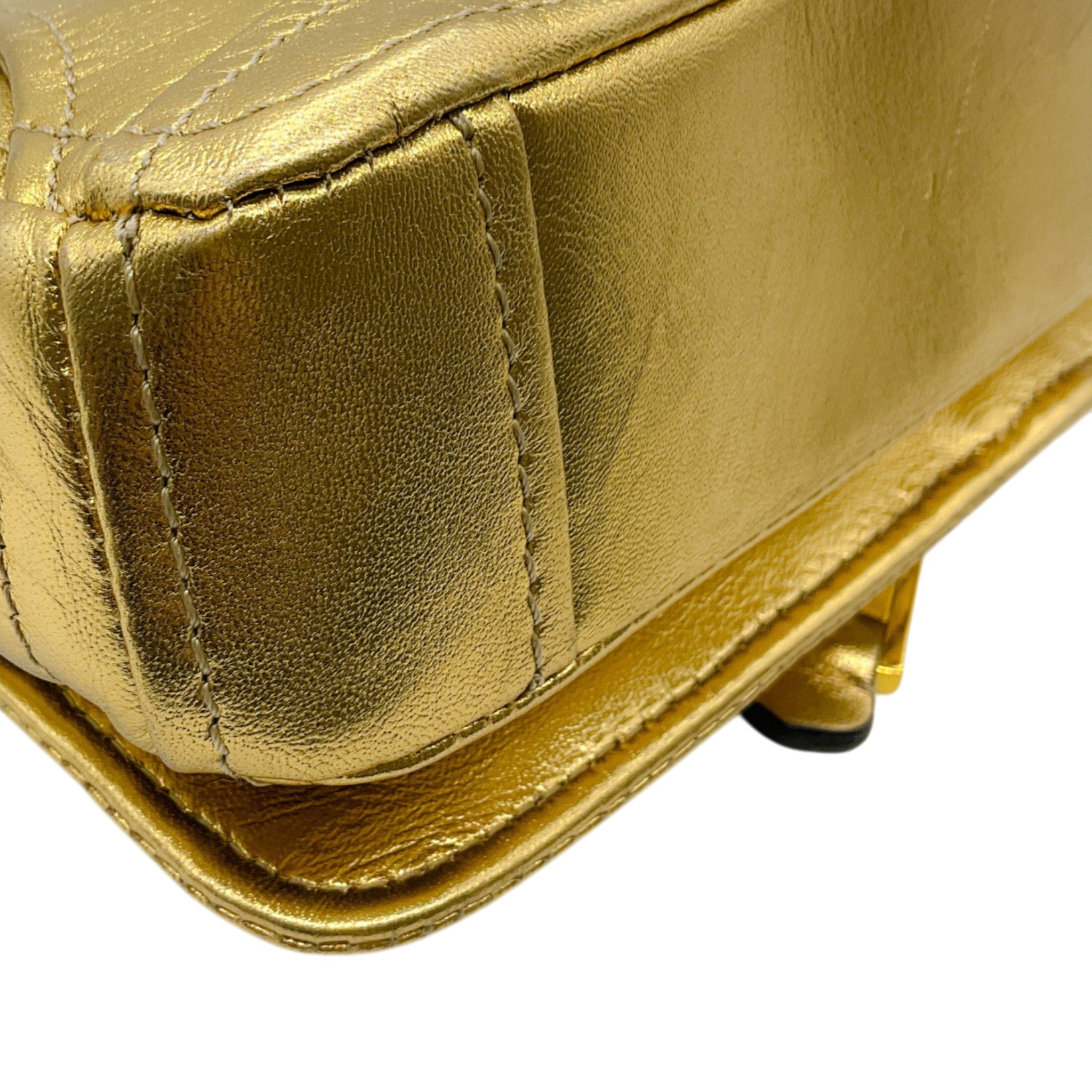 Moschino Gold Leather Biker Jacket Shoulder Bag