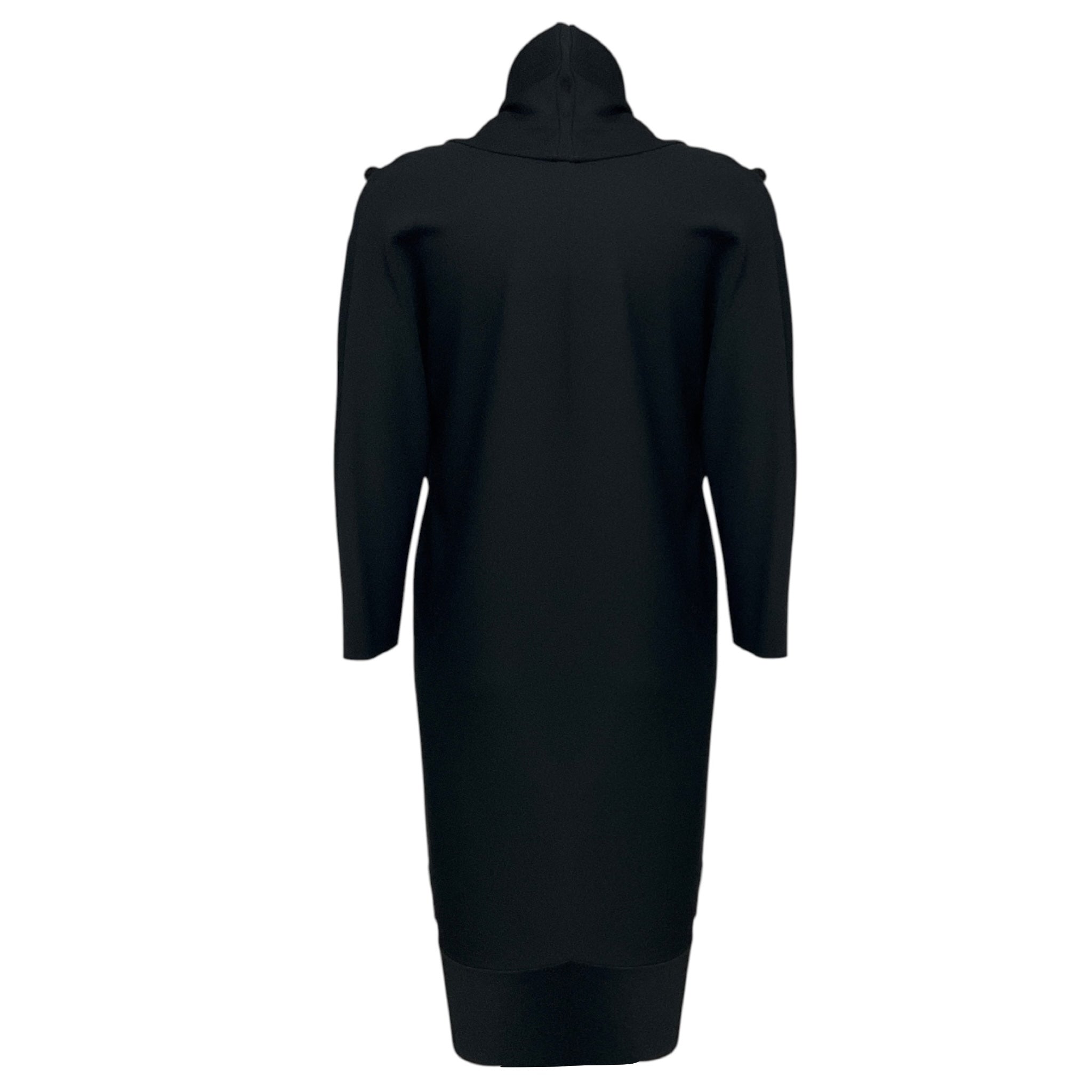 Balenciaga Black Draped Long Sleeved Crepe Dress