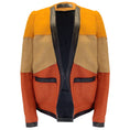 Load image into Gallery viewer, Proenza Schouler Marigold / Tan / Rust / Black Leather Trimmed Linen Jacket
