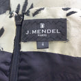 Load image into Gallery viewer, J. Mendel Champagne / Black Lambskin Leather Trimmed Off-the-Shoulder Jacquard Dress
