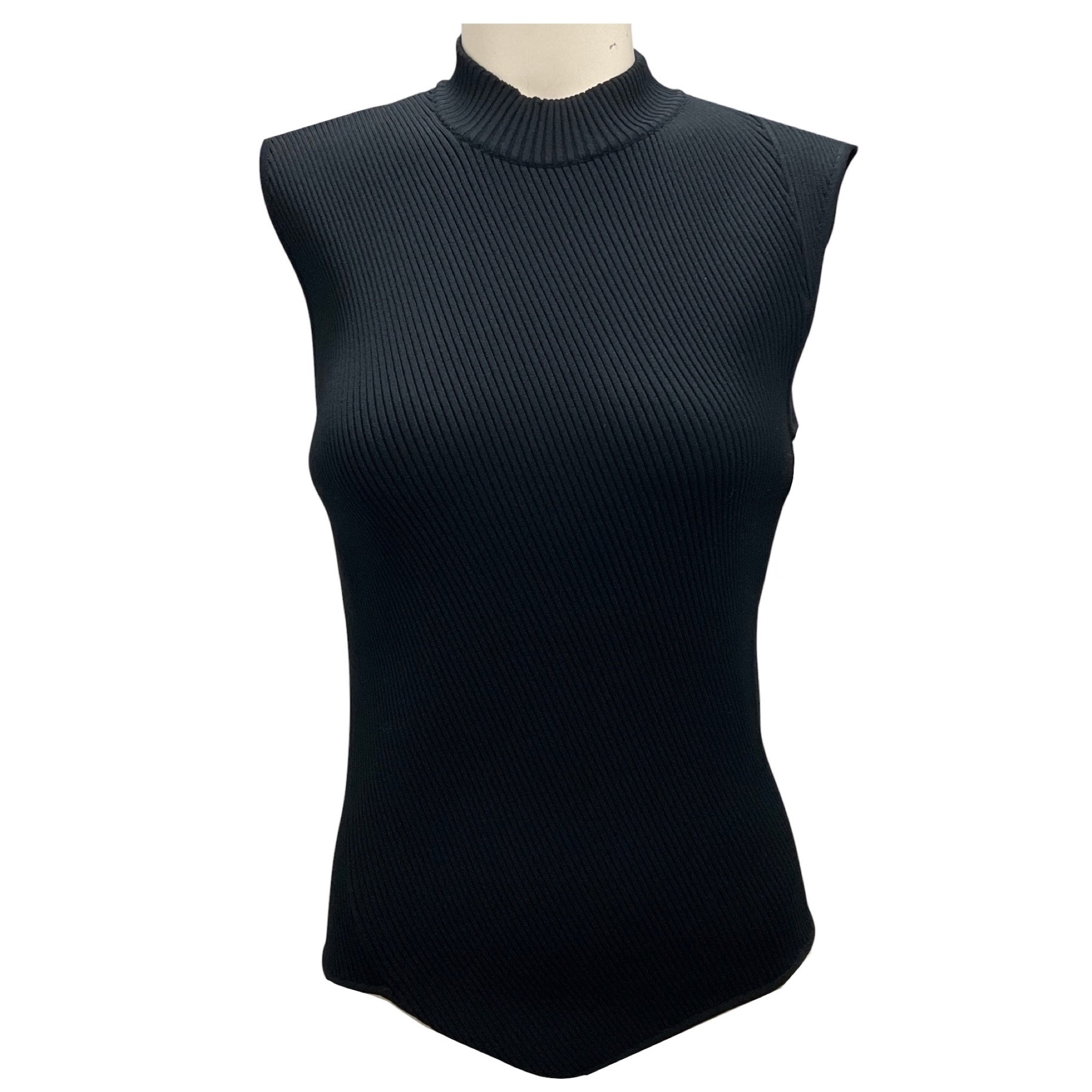 Toteme Black Tech Viscose Asymmetric Knit Top
