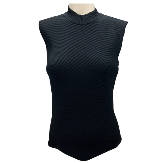 Toteme Black Tech Viscose Asymmetric Knit Top