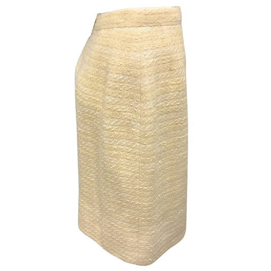 Chanel Boutique Vintage Pale Yellow Tweed Pencil Skirt