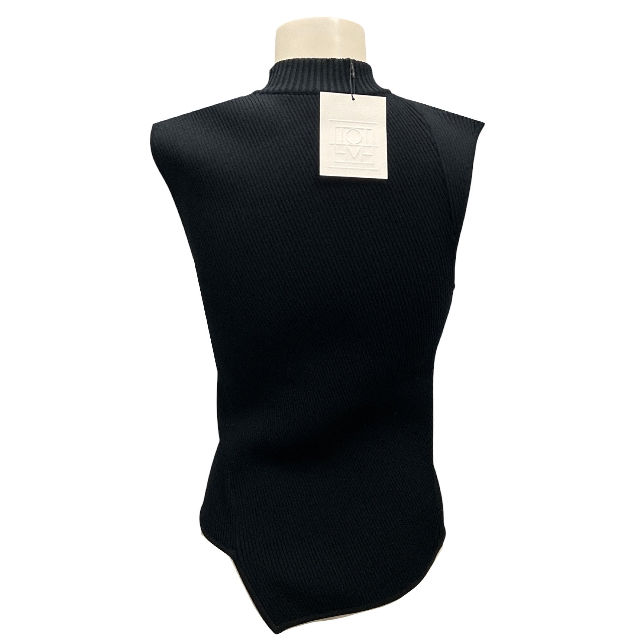 Toteme Black Tech Viscose Asymmetric Knit Top